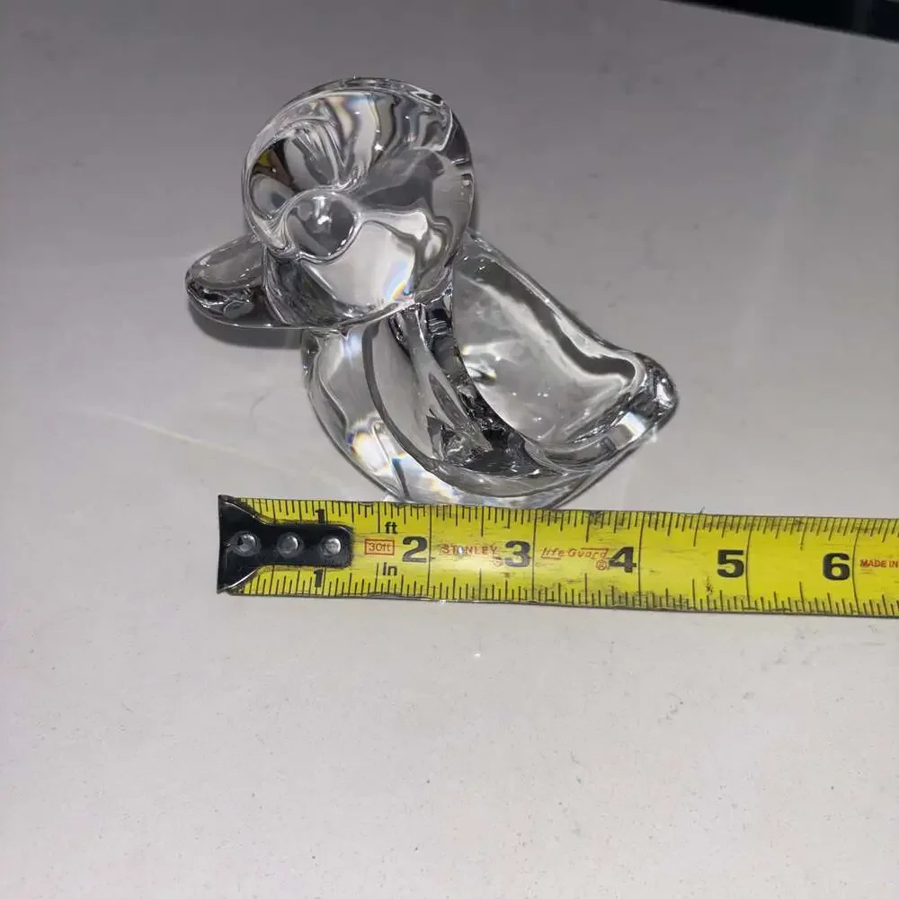 Vintage Vannes Le Chatel Clear Crystal Duck Paperweight Candle Holder France